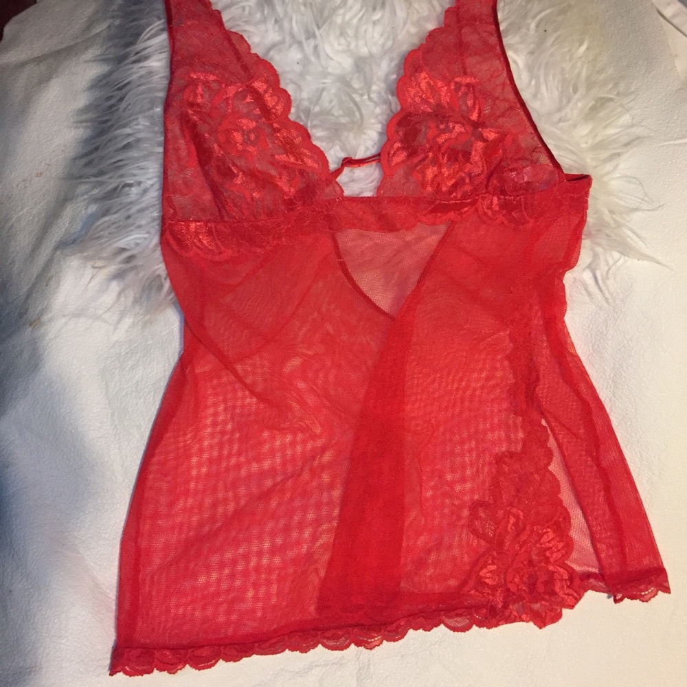 Victoria’s Secret red net lace shortie gown Sz S